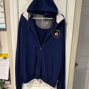 Aeronautica Militare Navy and White Hooded Jacket